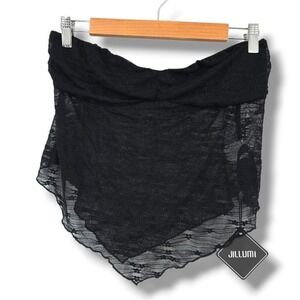 New JILLUMI Women's Black Lace Overlay‎ Sheer Bandeau Tube Top Size Large